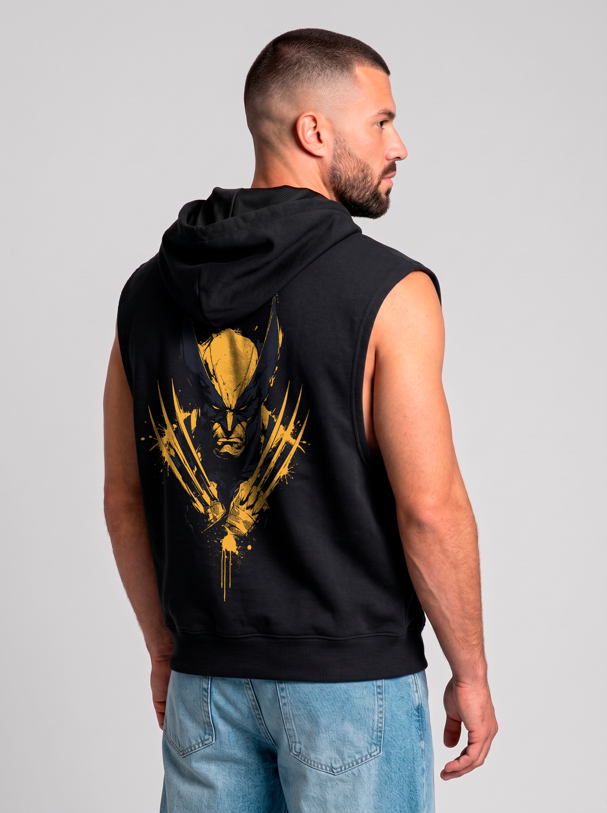 Polerón Musculosa con Capucha Wolverine | Black