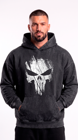 Polerón Oversize Acid Wash Punisher one - Black