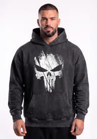 Polerón Oversize Acid Wash Punisher one - Black