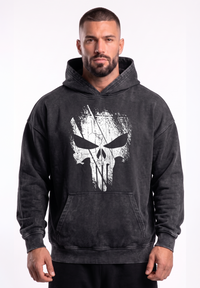Polerón Oversize Acid Wash Punisher one - Black