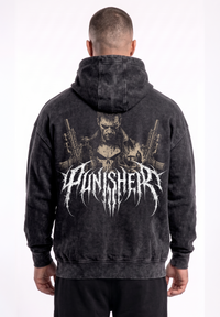Poleron oversize acid wash The punisher 1990 / Black vintage