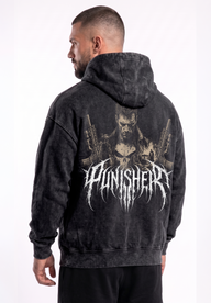 Poleron oversize acid wash The punisher 1990 / Black vintage