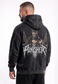 Poleron oversize acid wash The punisher 1990 / Black vintage
