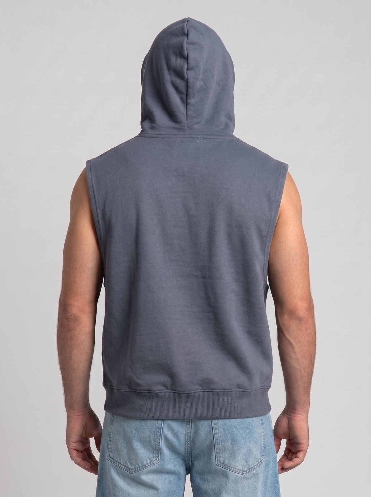 Polerón Musculosa con Capucha lisa Premium | steel gray