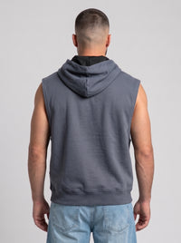 Polerón Musculosa con Capucha lisa Premium | steel gray