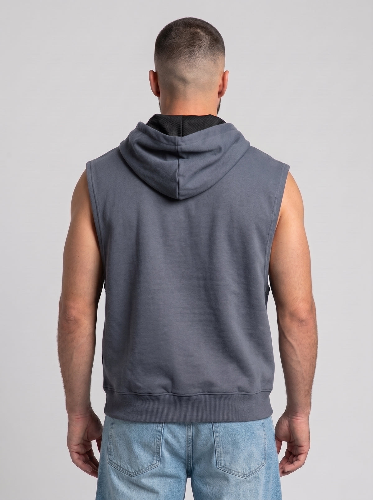 Polerón Musculosa con Capucha lisa Premium | steel gray