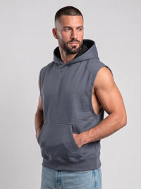 Polerón Musculosa con Capucha lisa Premium | steel gray