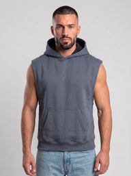 Polerón Musculosa con Capucha lisa Premium | steel gray