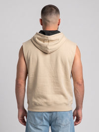 Polerón Musculosa con Capucha lisa Premium | Sand