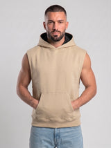 Polerón Musculosa con Capucha lisa Premium | Sand