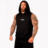 Hoodie Sin Mangas Negro con Diseño de Calavera en Espalda