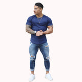 Polera slim fit aress x ademan azul francia