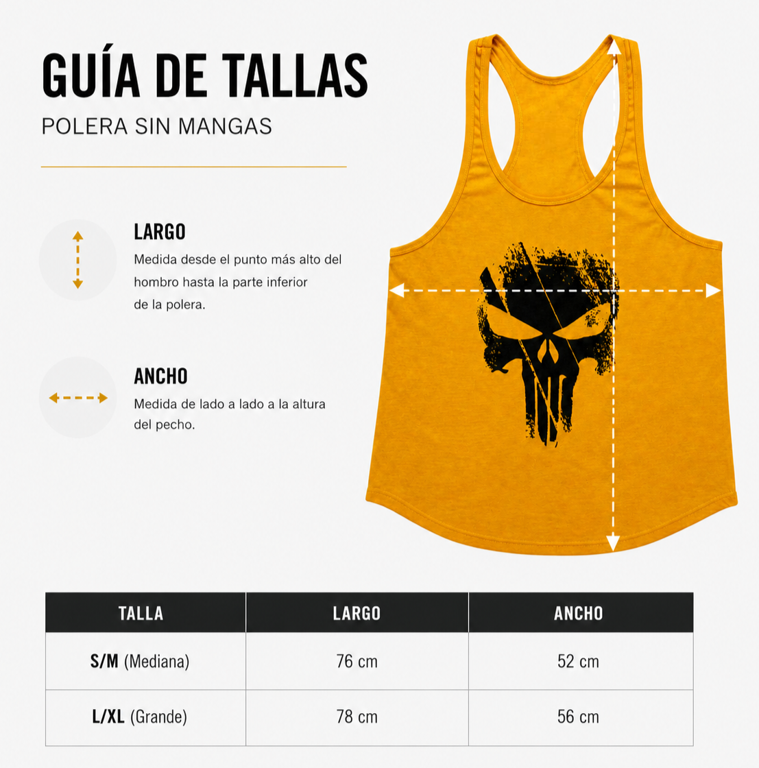 Polera Musculosa Tirante Punisher – Amarillo