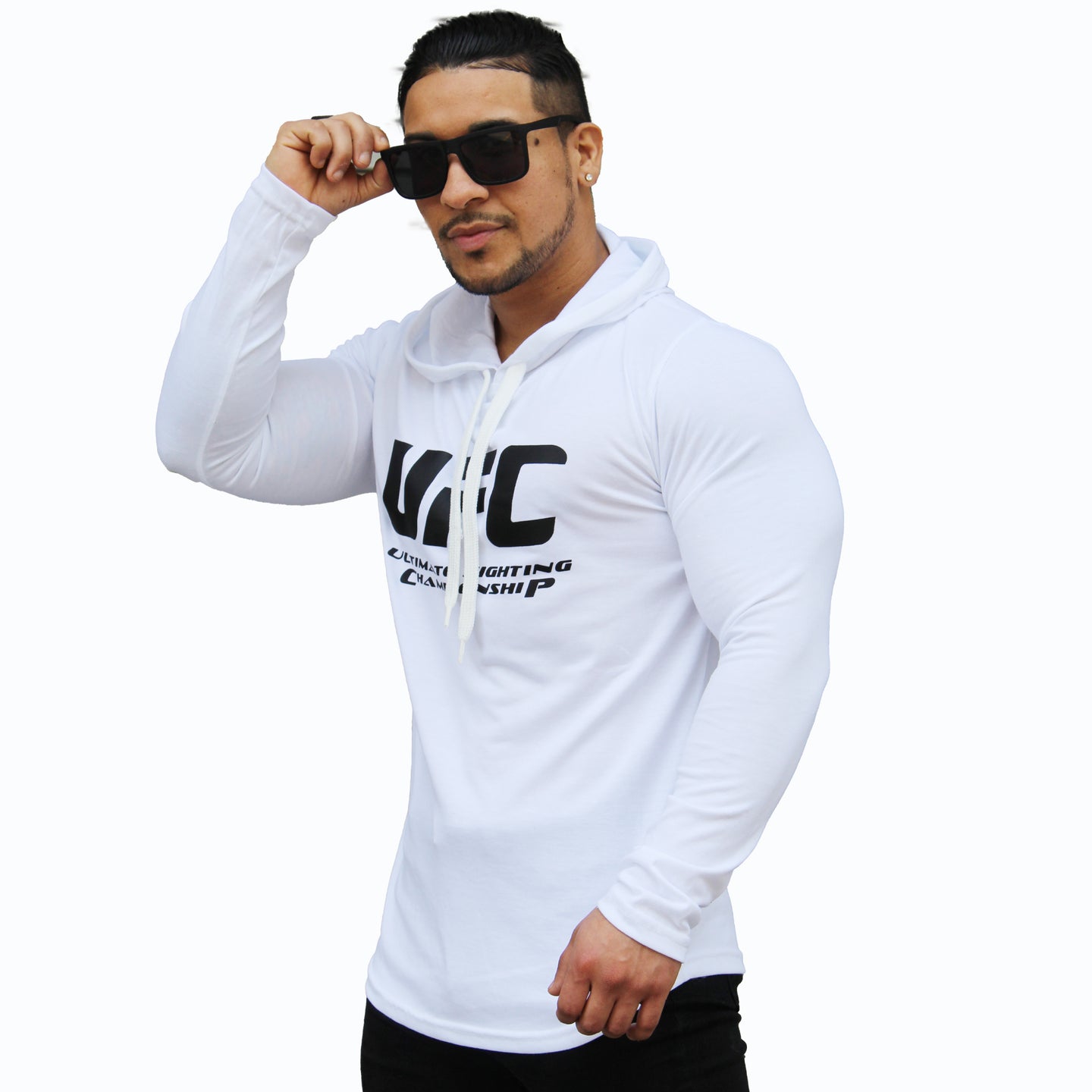 Polera Long Fit Capucha UFC blanco