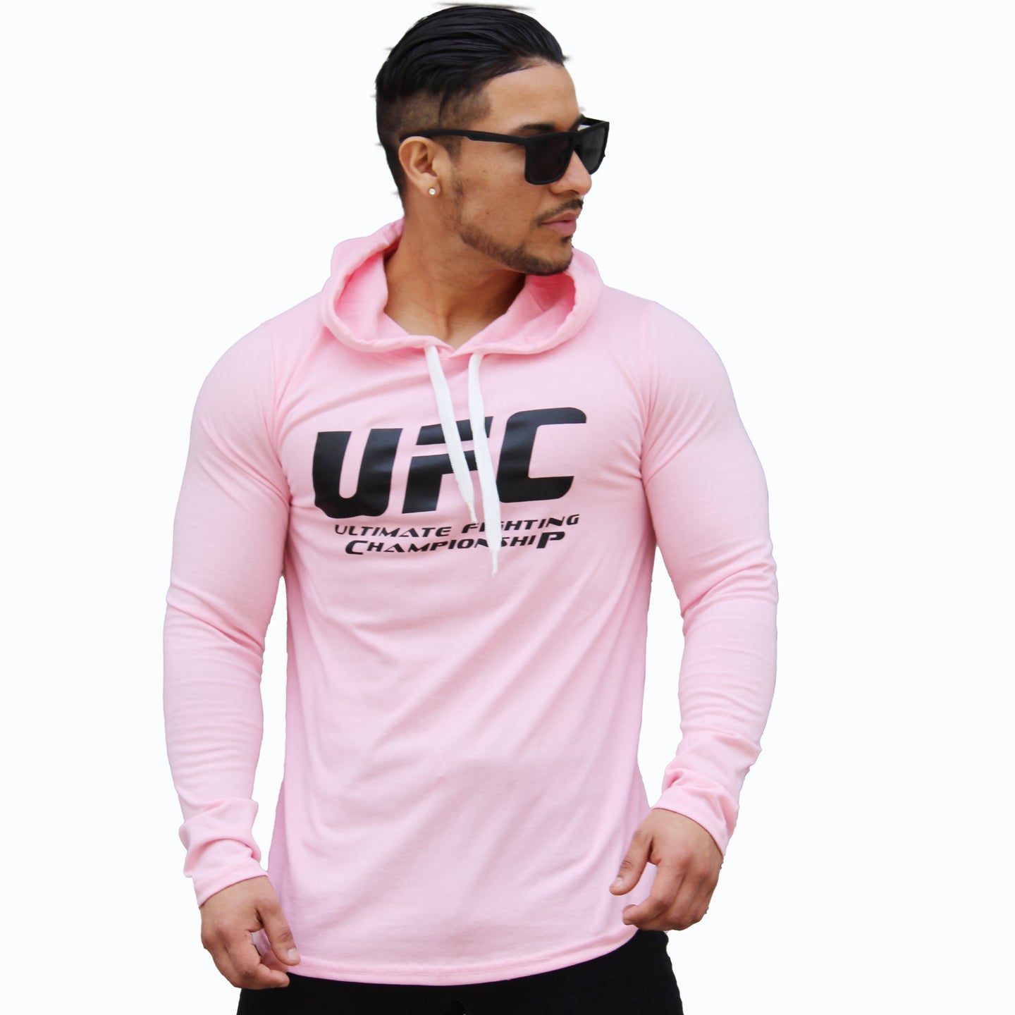 Polera Long Fit Capucha UFC palo rosa