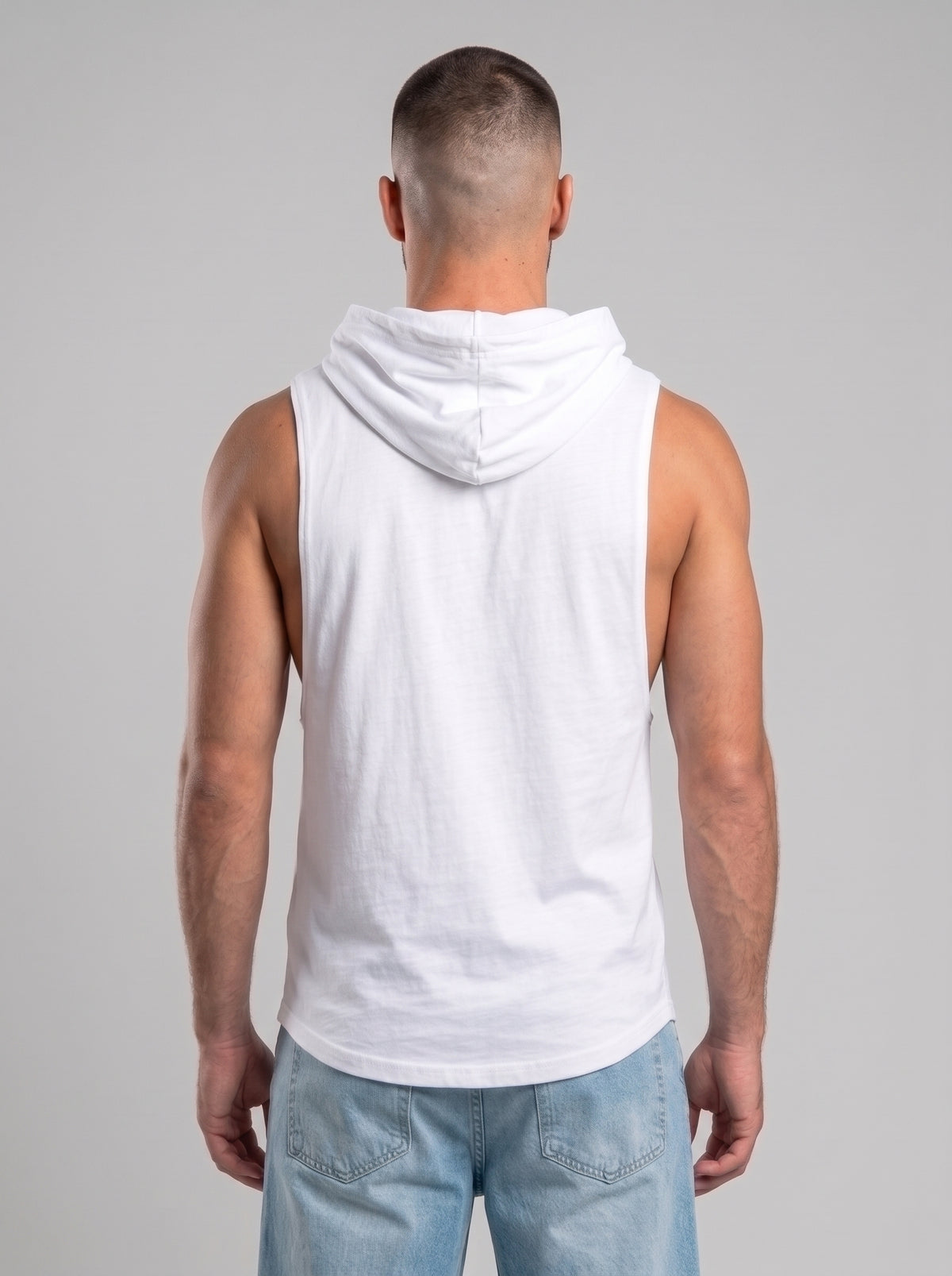 Polera Musculosa Capucha Lisa - White