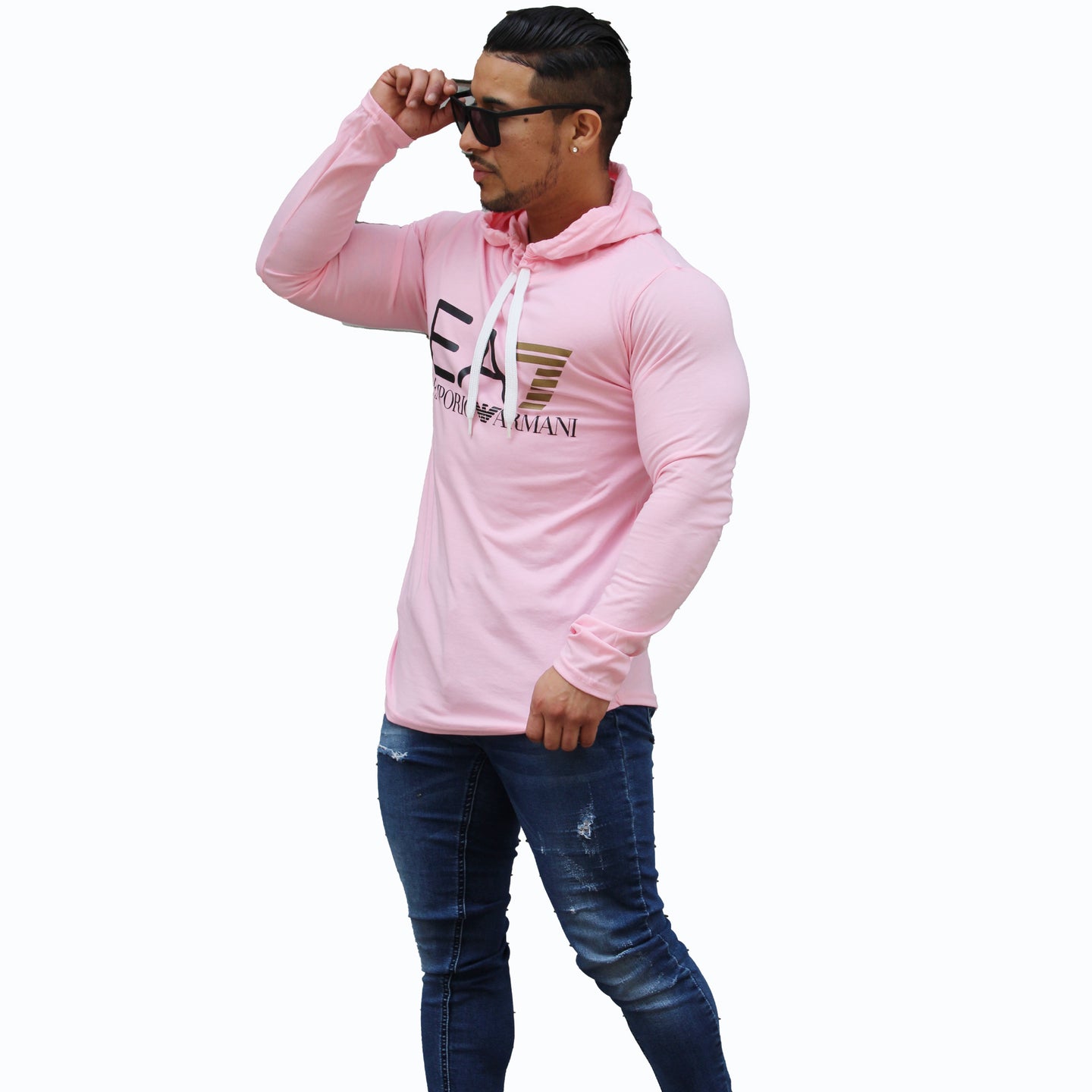 Polera Long Fit Capucha Emporio palo rosa