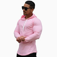 Polera Long Fit Capucha ademan lisa palo rosa