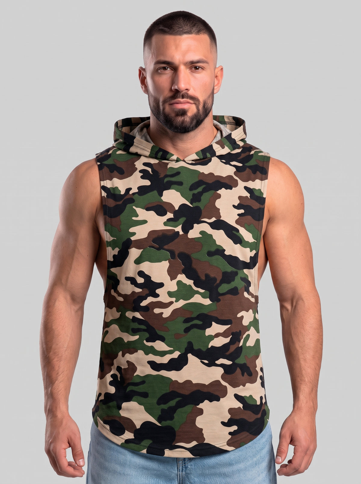 Polera Musculosa Capucha MIlitar multicolor
