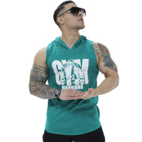 Polera Musculosa Capucha gym warrior manga cero jade