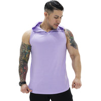 Polera Musculosa Capucha lisa warrior manga cero lila