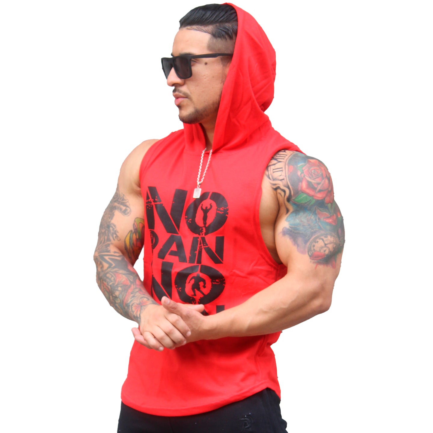 Polera Musculosa Capucha Nopain Nogain rojo