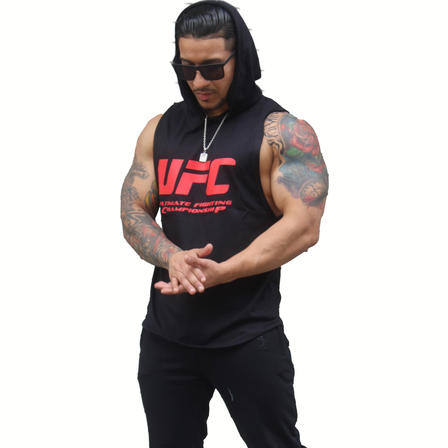 Polera Musculosa Capucha UFC negro