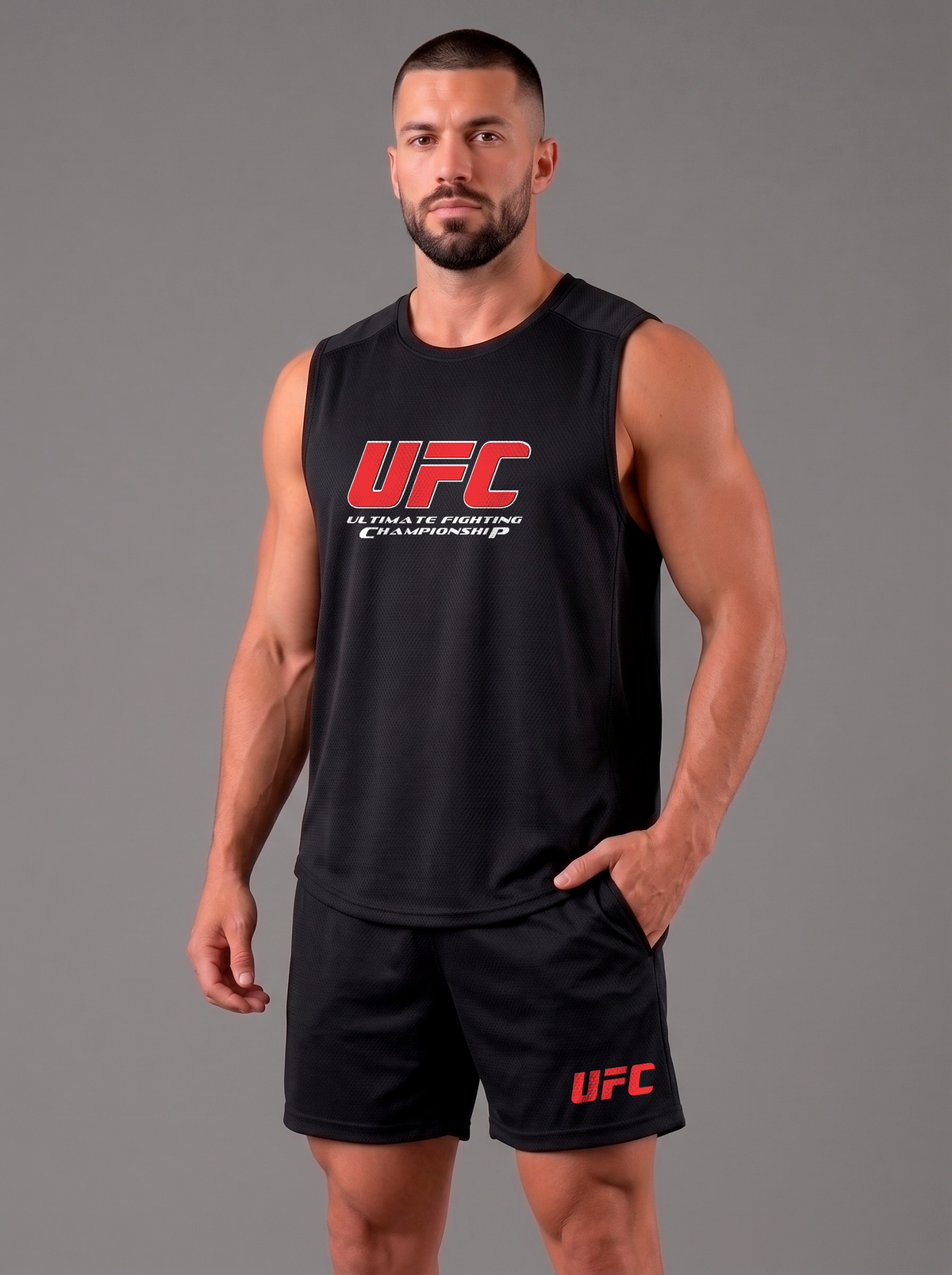 Polera Musculosa Dri-Fit Panal UFC | Black-white