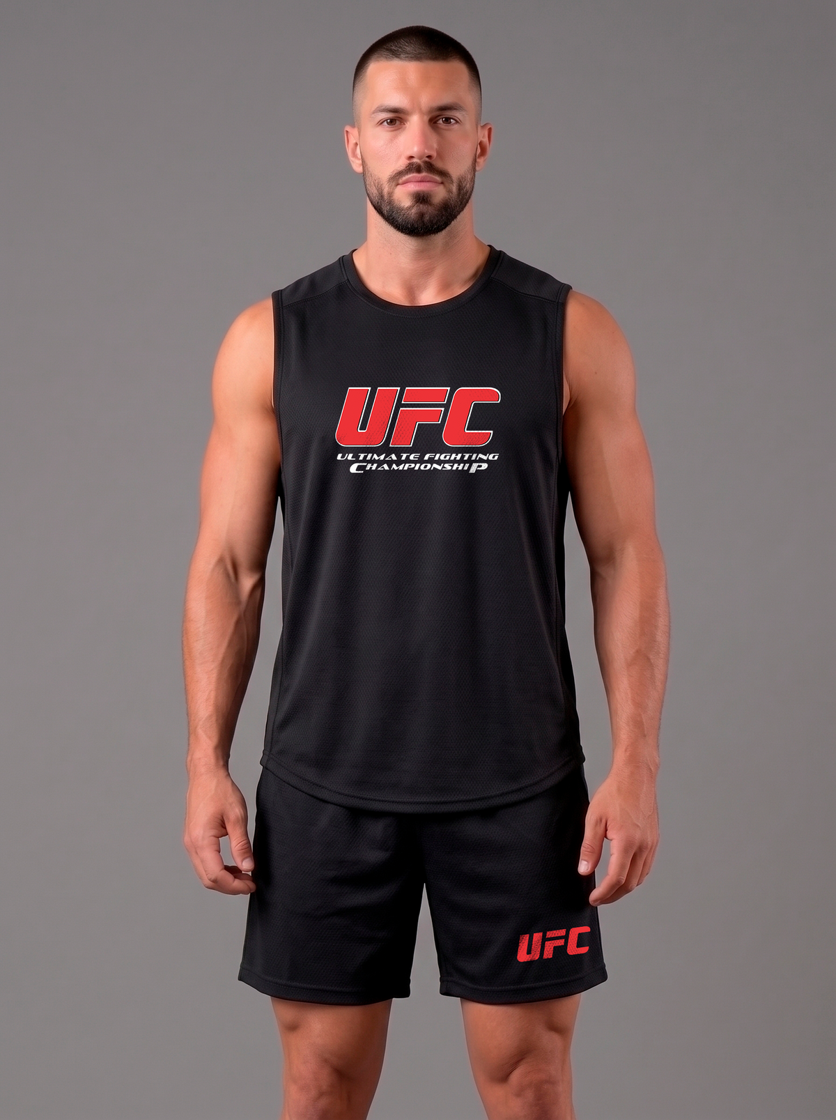 Polera Musculosa Dri-Fit Panal UFC | Black-white