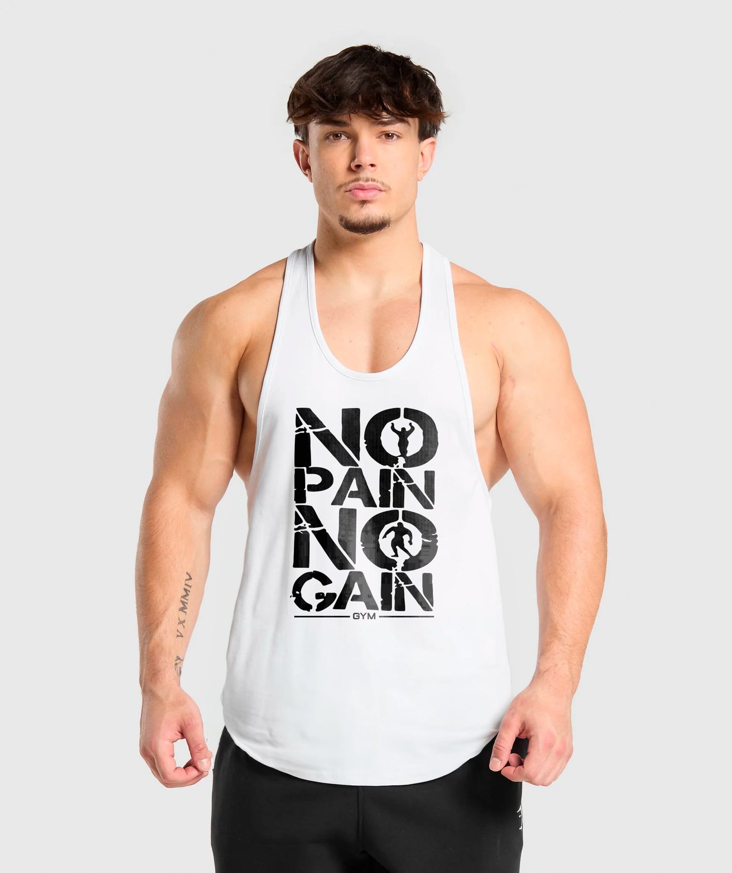 polera musculosa tirante nopain nogain blanco