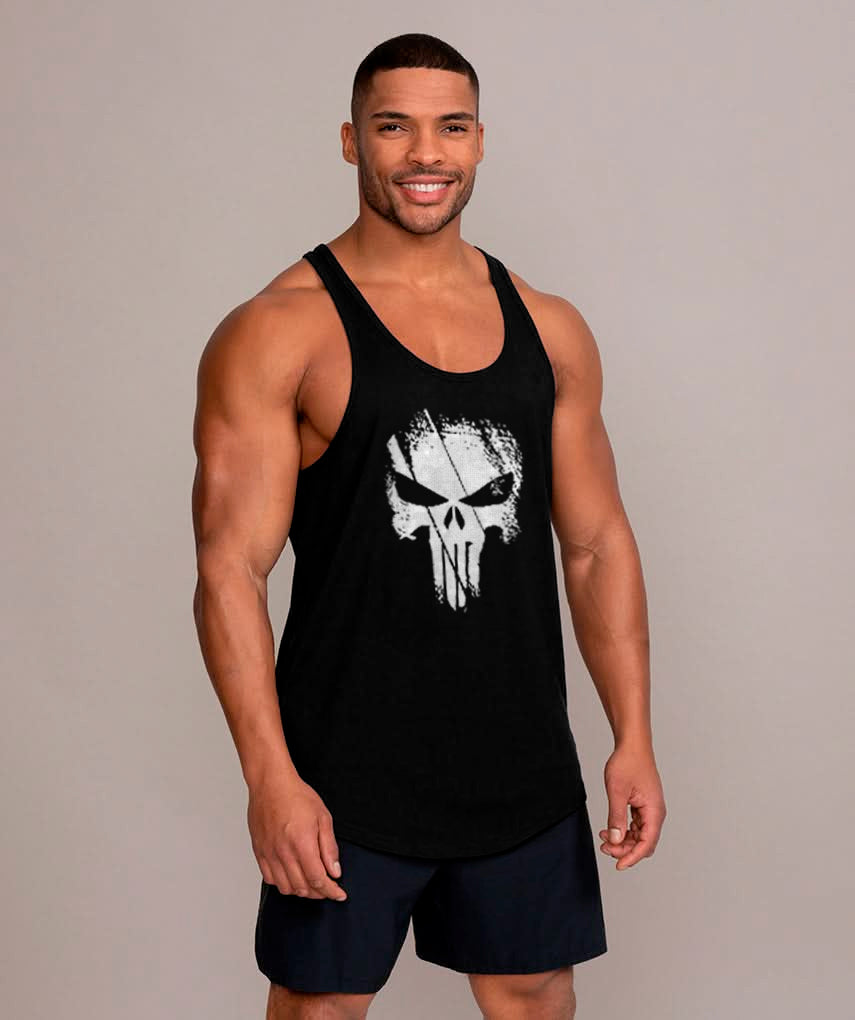 polera musculosa tirante the punisher negro
