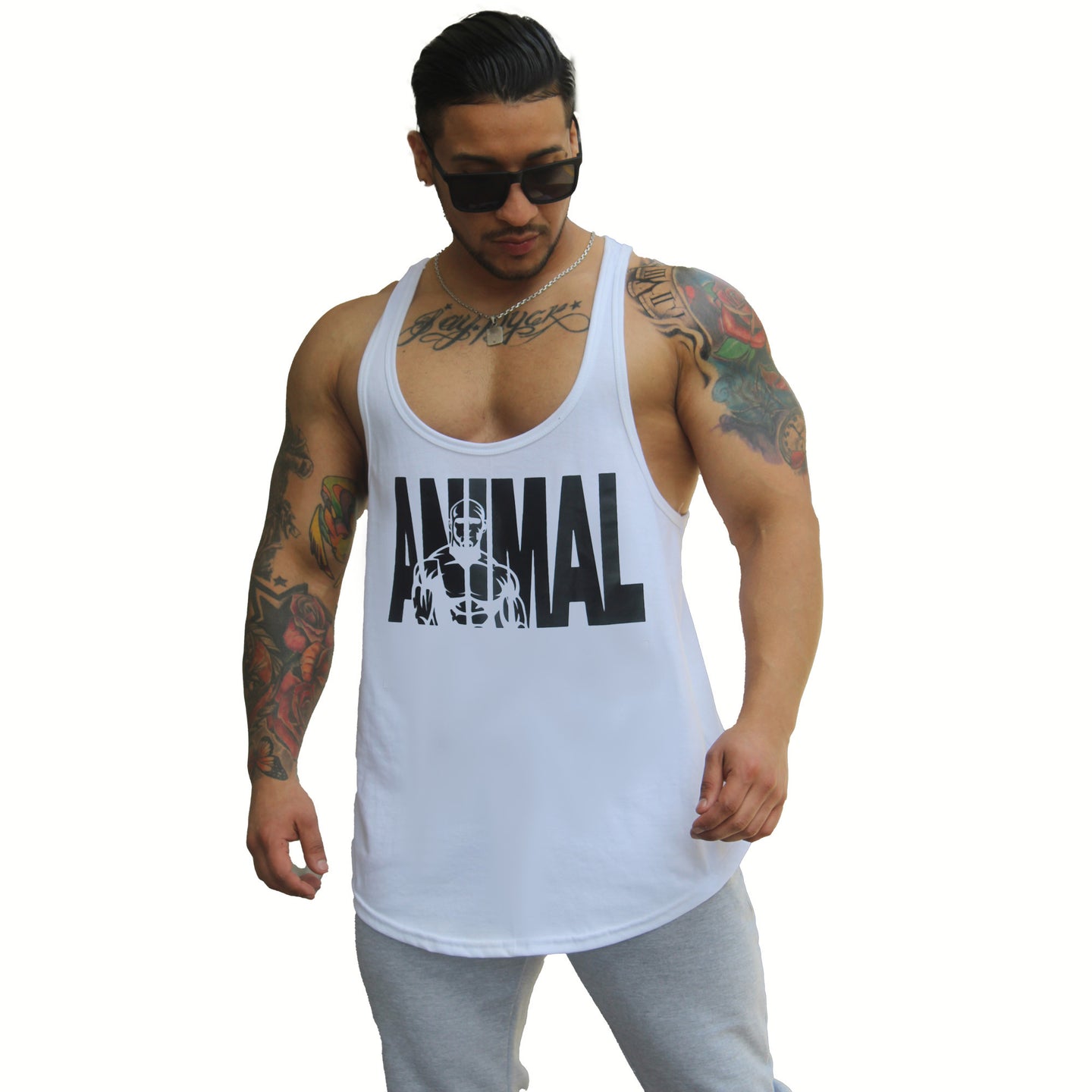 polera musculosa tirante animal blanco