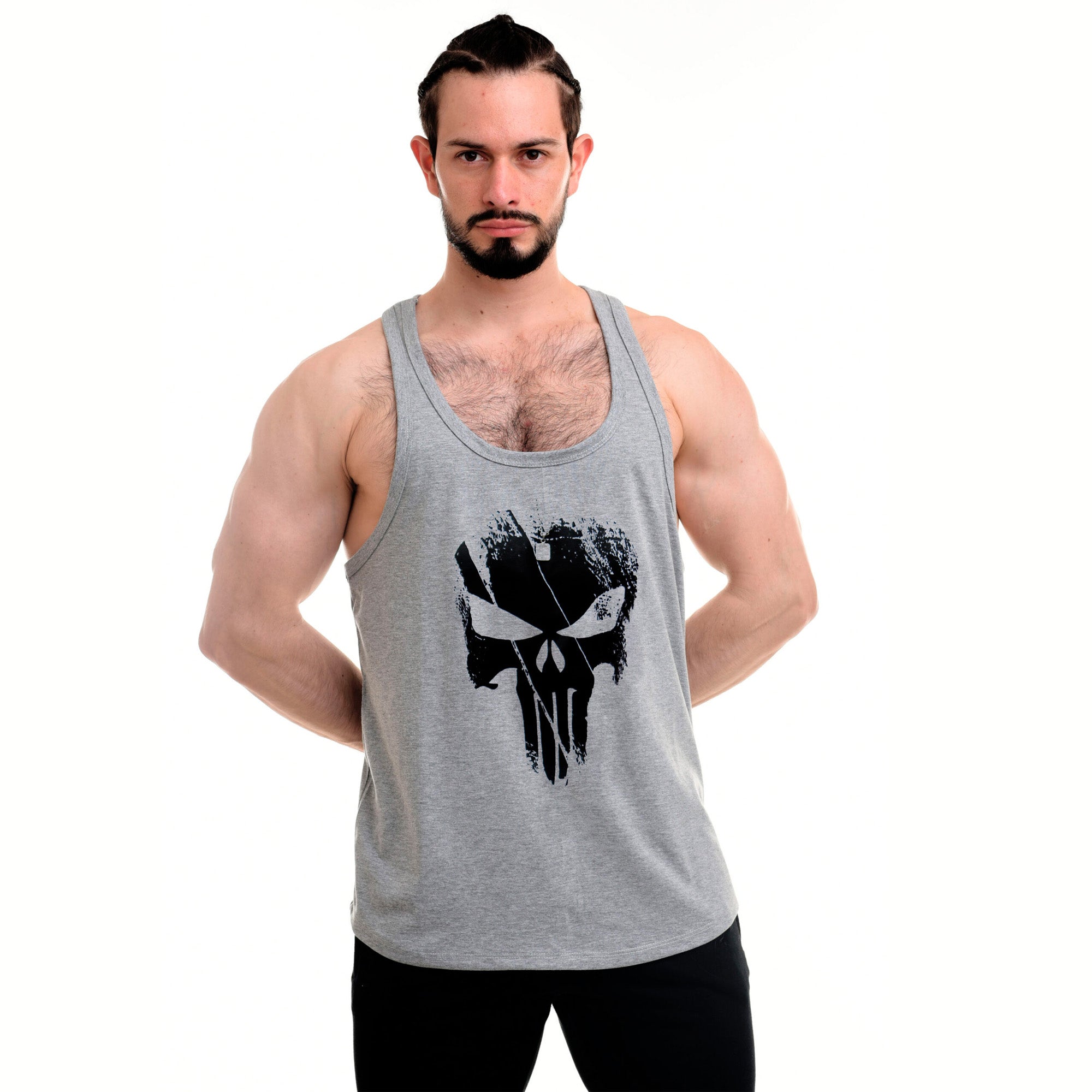 polera musculosa tirante the punisher gris melange