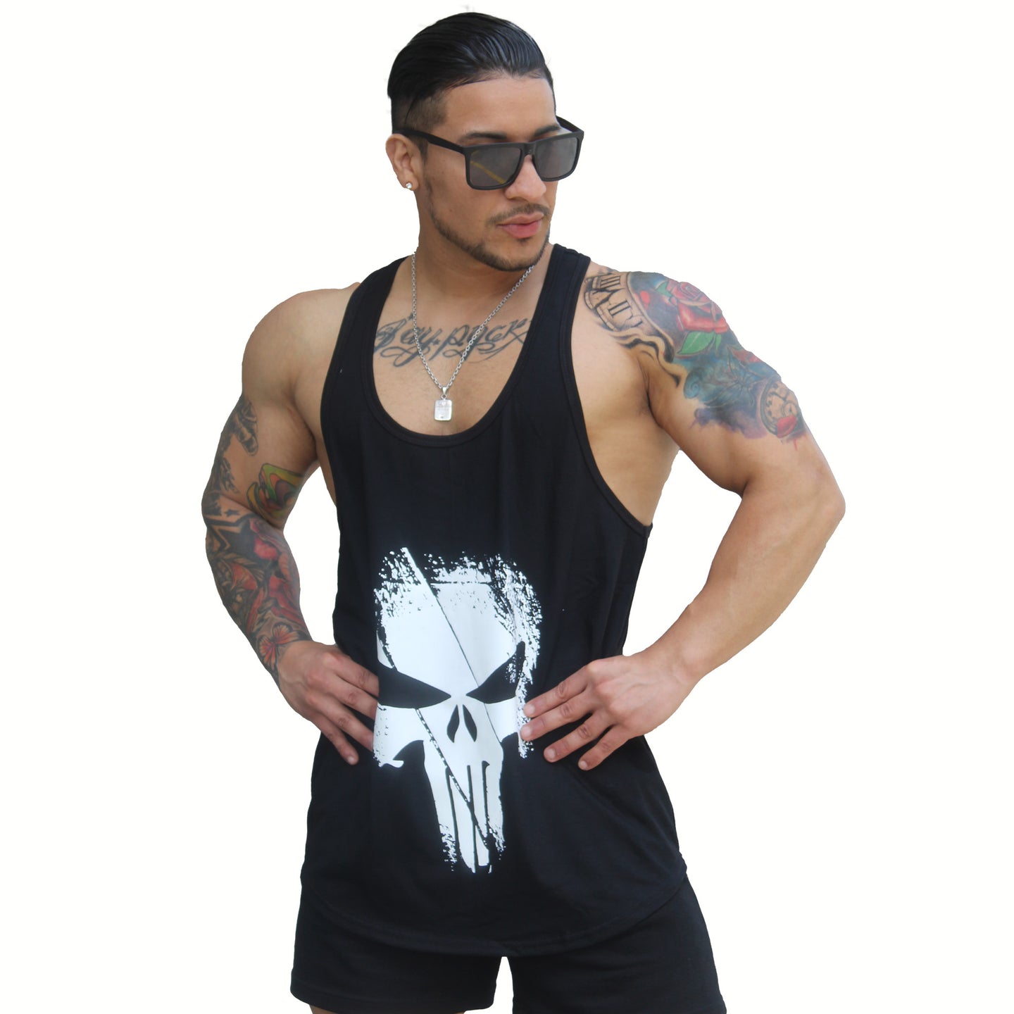 polera musculosa tirante the punisher negro