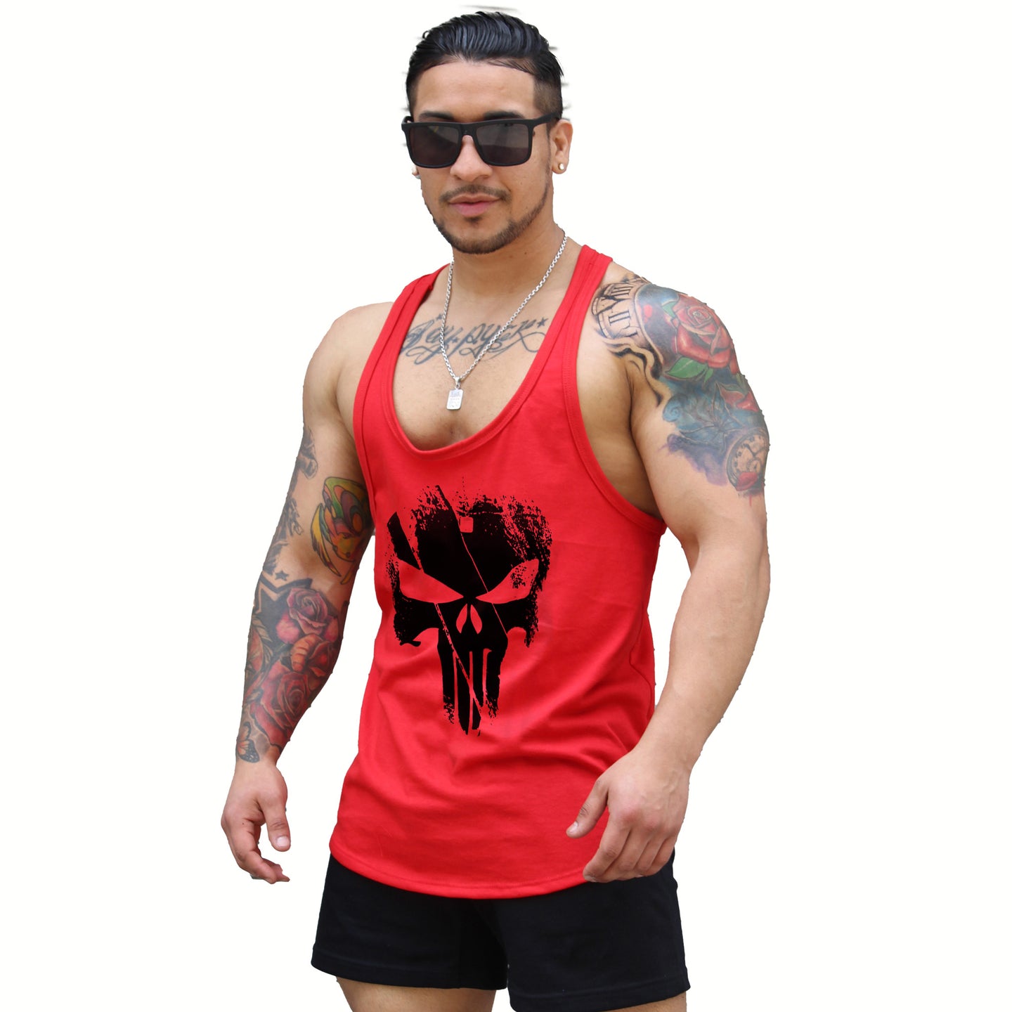 polera musculosa tirante the punisher rojo