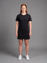 Vestido Polera Básico cuello V de Manga Corta para Mujer / Negro