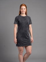Vestido Polera Acid Wash de Manga Corta para Mujer | Negro