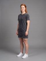 Vestido Polera Acid Wash de Manga Corta para Mujer | Negro