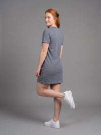 Vestido Polera Básico de Manga Corta para Mujer | gris