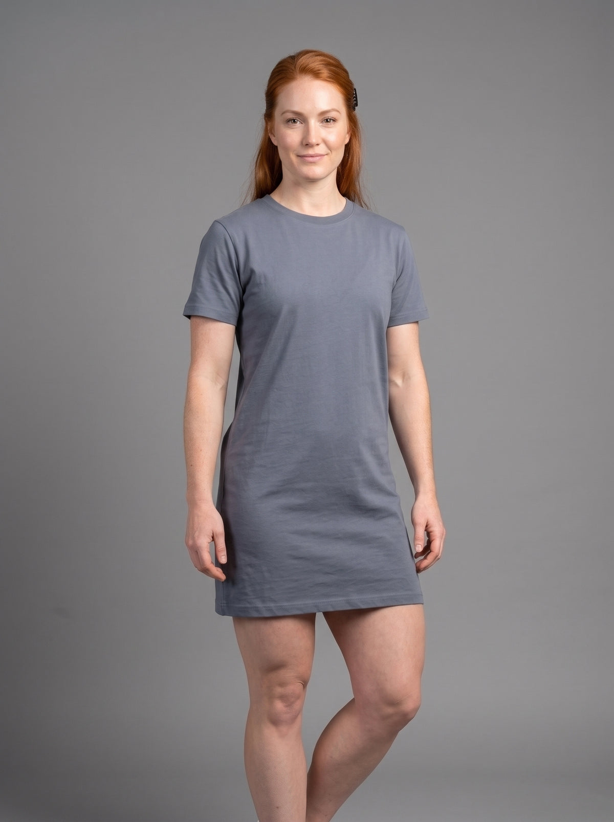 Vestido Polera Básico de Manga Corta para Mujer | gris