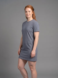 Vestido Polera Básico de Manga Corta para Mujer | gris