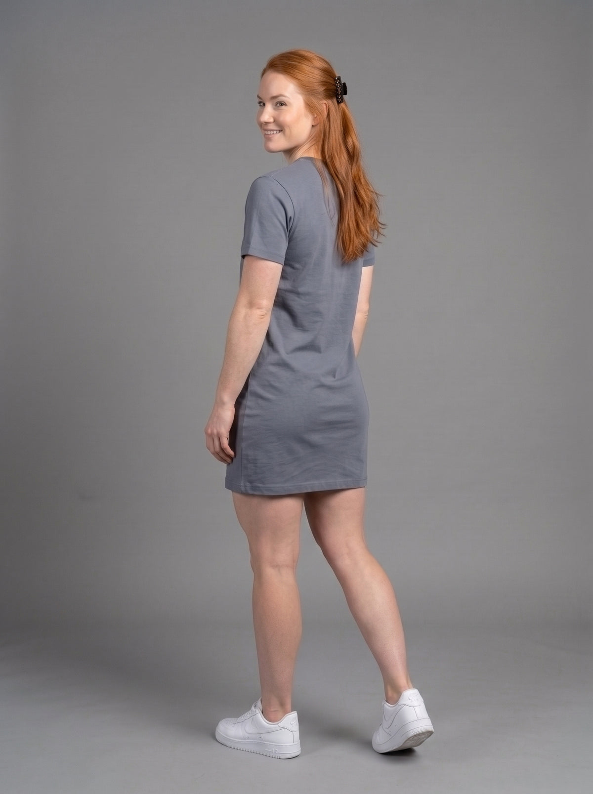 Vestido Polera Básico de Manga Corta para Mujer | gris