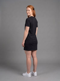 Vestido Polera Básico cuello V de Manga Corta para Mujer / Negro