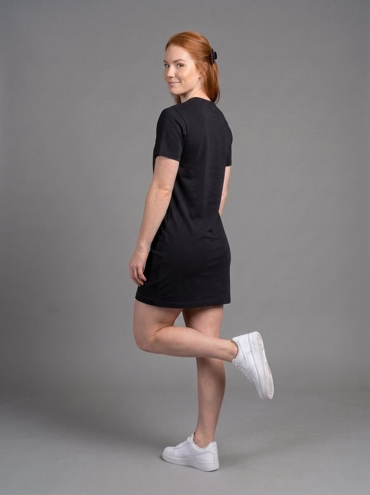 Vestido Polera Básico de Manga Corta para Mujer | Negro