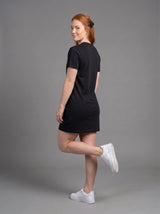 Vestido Polera Básico cuello V de Manga Corta para Mujer / Negro