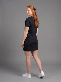 Vestido Polera Básico cuello V de Manga Corta para Mujer / Negro