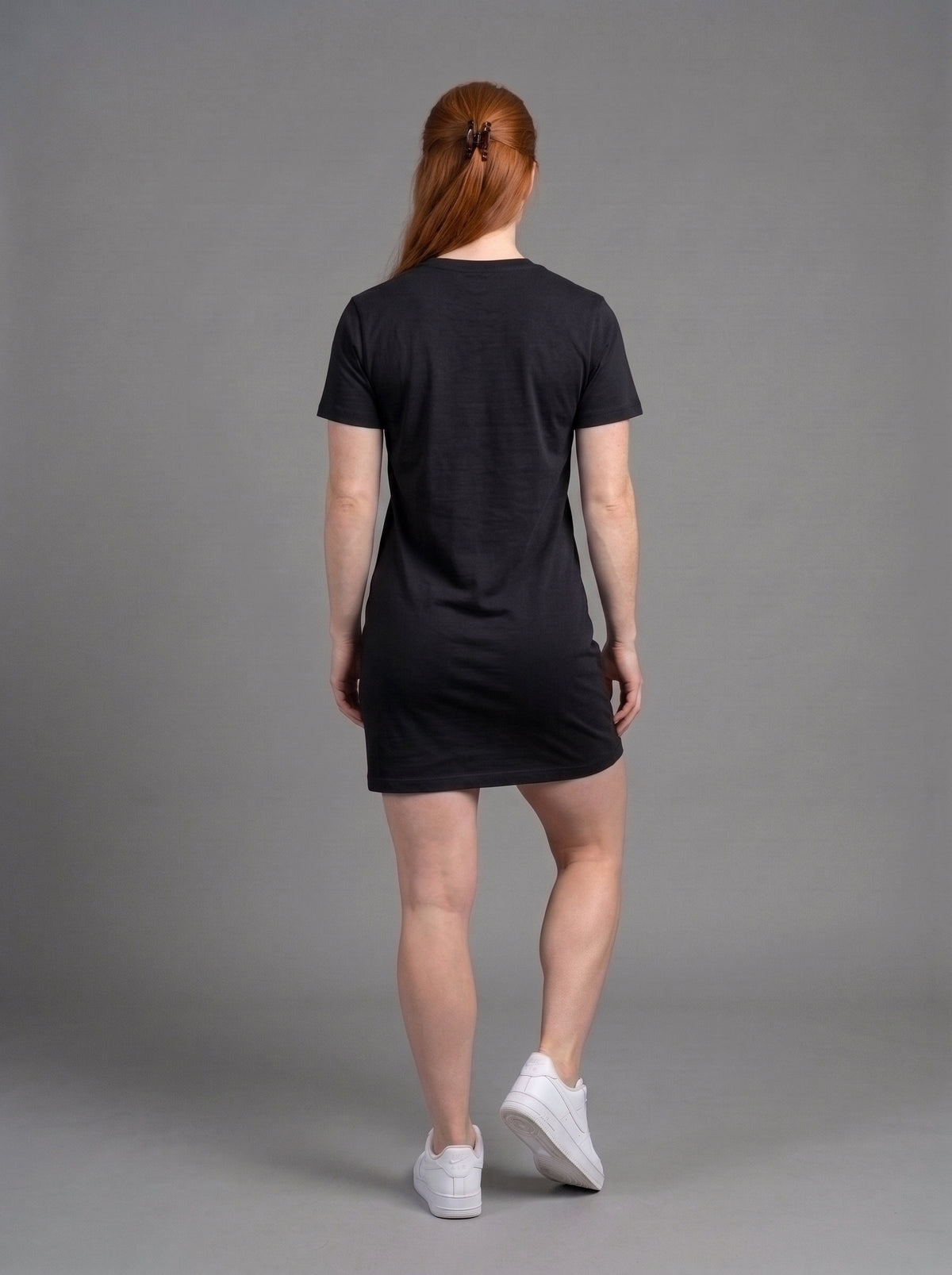 Vestido Polera Básico cuello V de Manga Corta para Mujer / Negro